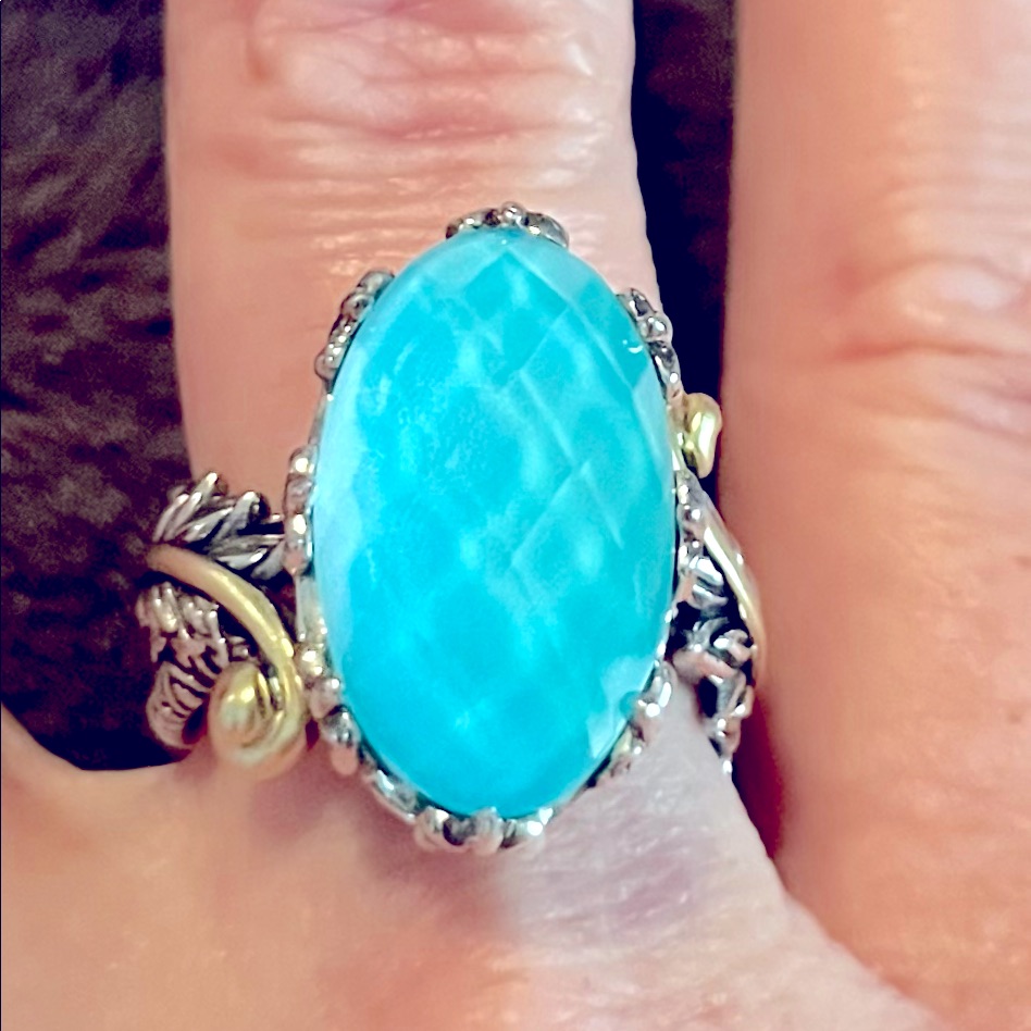 Barbara Bixby Turquoise Faceted Doublet Ring 349$
